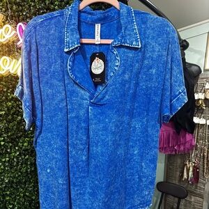 Zenana Washed Linen Top